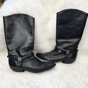 Women's Cowboy Cowgirl Black Leather Riding Boots Size 9